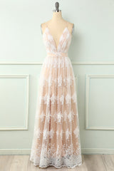 Bridesmaid Dress For Girls, Spaghetti Straps White Prom Dress