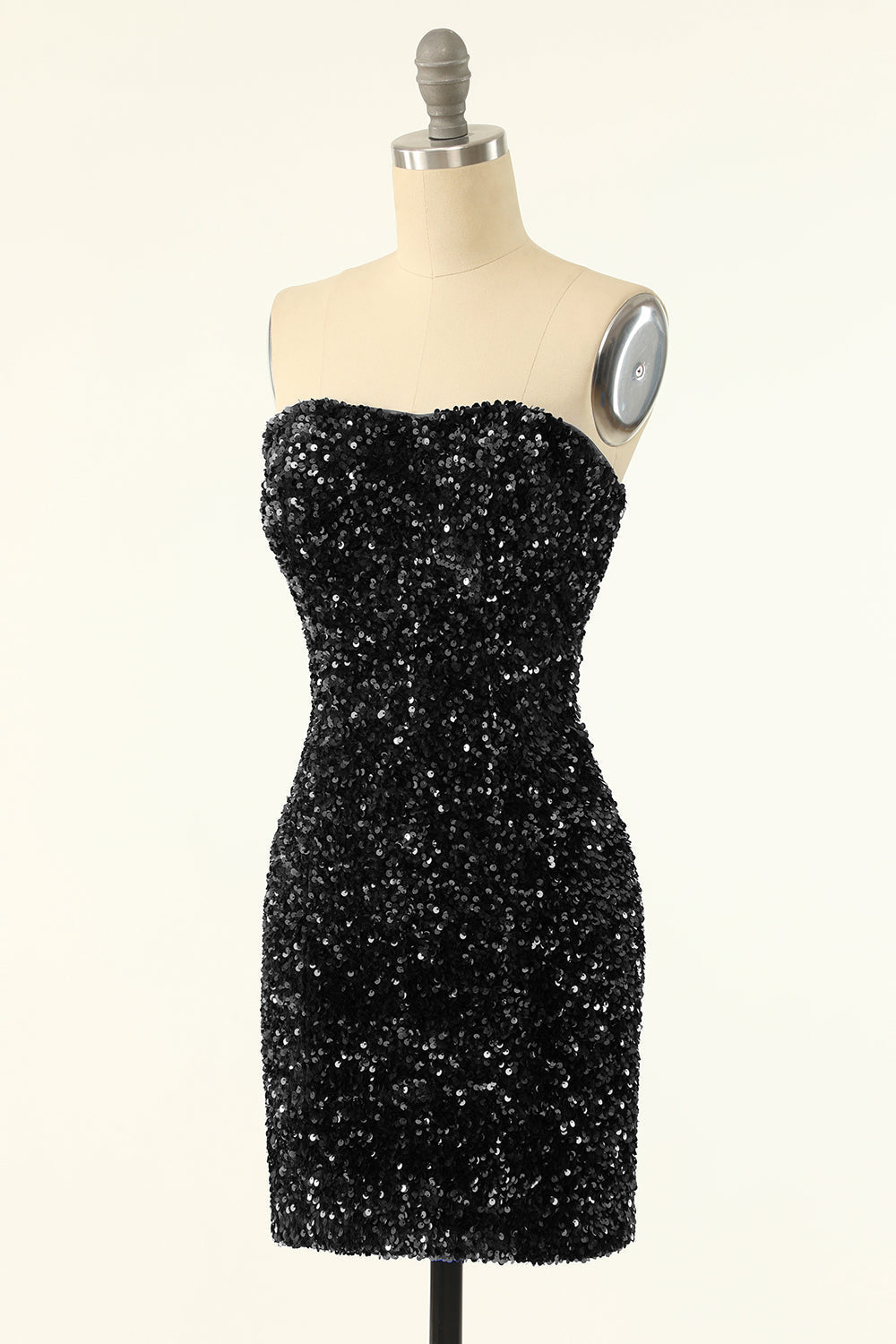 Prom Dresses Two Pieces, Black Sequins Bodycon Cocktail Dress