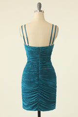 Party Dress Party Dress, Peacock Blue Bodycon Spaghetti Straps Homecoming Dress