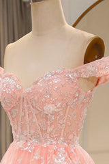 Party Dress Shopping, Gorgeous A-Line Off The Shoulder Long Prom Dress with Sequin And Split