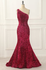 Party Dresses Sales, Fuchsia Sequin Long Prom Dress