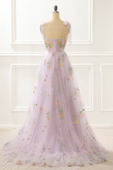 Party Dress For Babies, A-Line Lavender Princess Prom Dress With Embroidery