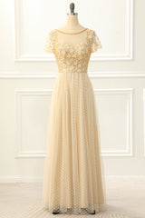Homecoming Dress Simple, A Line Tulle Sequins Prom Dress with Appliques