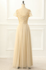 Homecoming Dresses Simple, A Line Tulle Sequins Prom Dress with Appliques