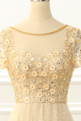 Homecoming Dress Boutiques, A Line Tulle Sequins Prom Dress with Appliques