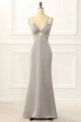 Homecoming Dress Vintage, Satin V-neck Sheath Simple Prom Dress