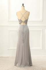 Homecomeing Dresses Vintage, Satin V-neck Sheath Simple Prom Dress