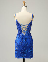 Bridesmaid Dresses Mismatch, Royal Blue Short Homecoming Dress With Beading And Sequin