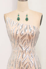 Prom Dress Green, Stylish Sparkly Sequins Mermaid One Shoulder Long Prom Party Dress