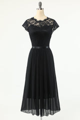 Bridesmaid Dresses Near Me, Classic A Line Black Party Dress with Lace