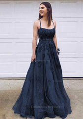 Dressy Outfit, A-line Bateau Court Train Lace Prom Dress With Appliqued