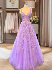 Prom Dresses 2031 Black, A-line Bateau Long Sleeves Appliques Lace Floor-Length Tulle Dress