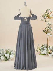 Fancy Outfit, A-line Chiffon Cold Shoulder Pleated Floor-Length Bridesmaid Dress