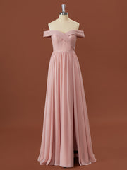 Design Dress, A-line Chiffon Off-the-Shoulder Appliques Lace Floor-Length Bridesmaid Dress