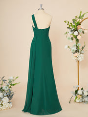 Party Dress Styling Ideas, A-line Chiffon One-Shoulder Pleated Floor-Length Dress