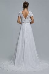 Wedding Dress Different, A-Line Chiffon V-Neck Applique Floor-Length Wedding Dresses