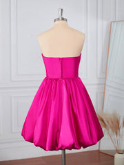 Prom Dress Ideas 2033, A-line Elastic Woven Satin Strapless Pleated Short/Mini Dress