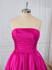 Prom Dress Trends 2033, A-line Elastic Woven Satin Strapless Pleated Short/Mini Dress