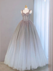Homecoming Dresses Shop, A-Line Gray Sweetheart Neck Long Prom Dresses, Gray Formal Evening Dress