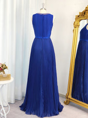 Maxi Dress, A-line Jewel Ruffles Floor-Length Chiffon Dress