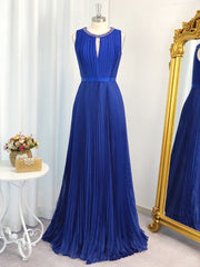 Reception Dress, A-line Jewel Ruffles Floor-Length Chiffon Dress
