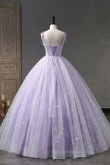 Prom Dress Navy, A Line Lilac Tulle Long Prom Dresses, Lilac Long Formal Evening Dresses