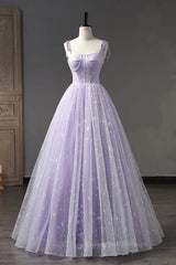 Prom Dresses Blushes, A Line Lilac Tulle Long Prom Dresses, Lilac Long Formal Evening Dresses