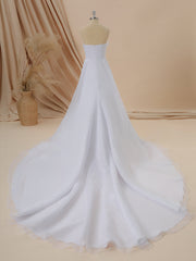 Wedding Dress Shops Near Me, A-line Organza Sweetheart Pleated Cathedral Train Wedding Dress