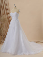 Wedding Dress Prices, A-line Organza Sweetheart Pleated Cathedral Train Wedding Dress