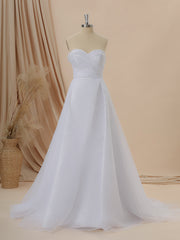 Wedding Dresses Pinterest, A-line Organza Sweetheart Pleated Cathedral Train Wedding Dress