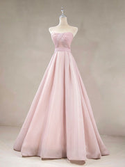 Prom Dress Long Sleeves, A Line Pink Long Prom Dresses, Formal Pink Bridesmaid Dresses