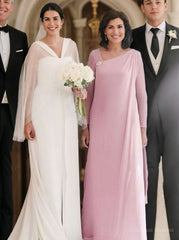 Party Dress Aesthetic, A-Line/Princess Bateau Floor-Length Chiffon Mother of the Bride Dresses