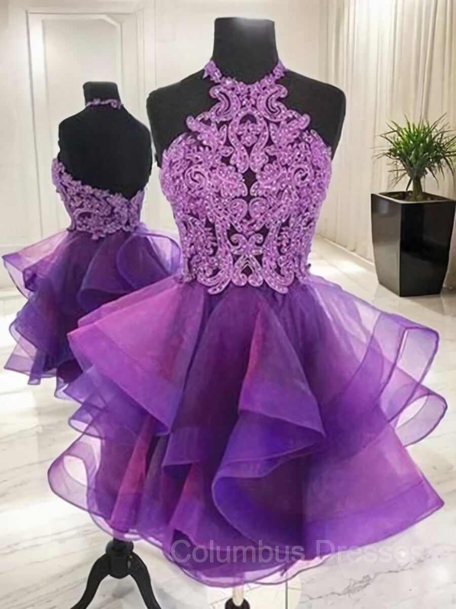 Prom Dresses Bodycon, A-Line/Princess Halter Short/Mini Tulle Homecoming Dresses