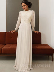 Wedding Dress Lookbook, A-Line/Princess Jewel Floor-Length Chiffon Wedding Dresses
