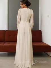 Wedding Dress Store, A-Line/Princess Jewel Floor-Length Chiffon Wedding Dresses