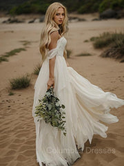 Wedding Dress On Sale, A-Line/Princess Off-the-Shoulder Floor-Length Chiffon Wedding Dresses
