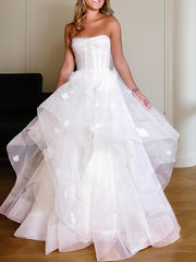 Weddings Dress Near Me, A-Line/Princess Off-the-Shoulder Floor-Length Tulle Wedding Dresses