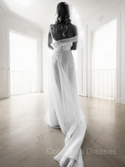 Wedding Dresses Silk, A-Line/Princess One-Shoulder Court Train Organza Wedding Dresses
