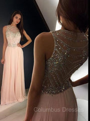 Wedding Guest Outfit, A-Line/Princess Scoop Floor-Length Chiffon Evening Dresses With Rhinestone