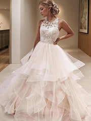 Wedding Dresses Store, A-Line/Princess Scoop Floor-Length Tulle Wedding Dresses