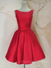 Nice Dress, A-Line/Princess Scoop Short/Mini Satin Homecoming Dresses With Bow