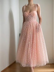 Prom Dresses Princesses, A-Line/Princess Spaghetti Straps Ankle-Length Homecoming Dresses