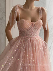 Prom Dresse Princess, A-Line/Princess Spaghetti Straps Ankle-Length Homecoming Dresses