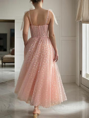 Prom Dress Princess, A-Line/Princess Spaghetti Straps Ankle-Length Homecoming Dresses