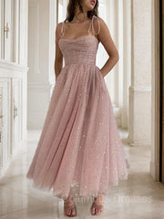 Prom Dresses Around Me, A-Line/Princess Spaghetti Straps Ankle-Length Homecoming Dresses