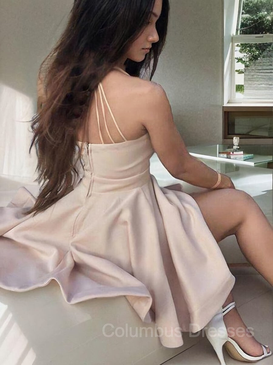 Cute Prom Dress, A-Line/Princess Spaghetti Straps Short/Mini Charmeuse Homecoming Dresses