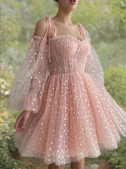 Homecoming Dress Cute, A-Line/Princess Spaghetti Straps Short/Mini Homecoming Dresses
