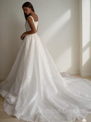 Wedding Dress With Sleeve, A-Line/Princess Square Chapel Train Wedding Dresses