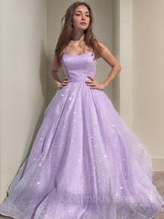 Bridesmaids Dresses Sale, A-Line/Princess Square Floor-Length Tulle Prom Dresses With Beading