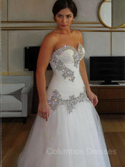 Wedding Dress Chic, A-Line/Princess Sweetheart Floor-Length Tulle Wedding Dresses With Rhinestone